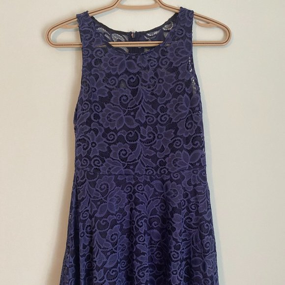 BLUE LACE FLOWER EMBRIODERED DRESS - Picture 1 of 3